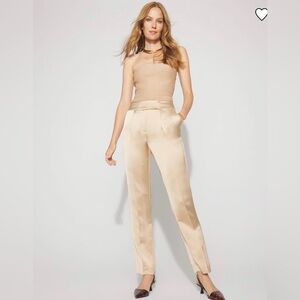 NWT WHBM Zoey Satin Straight Leg Pants Prosecco High-Rise 4R ✨
